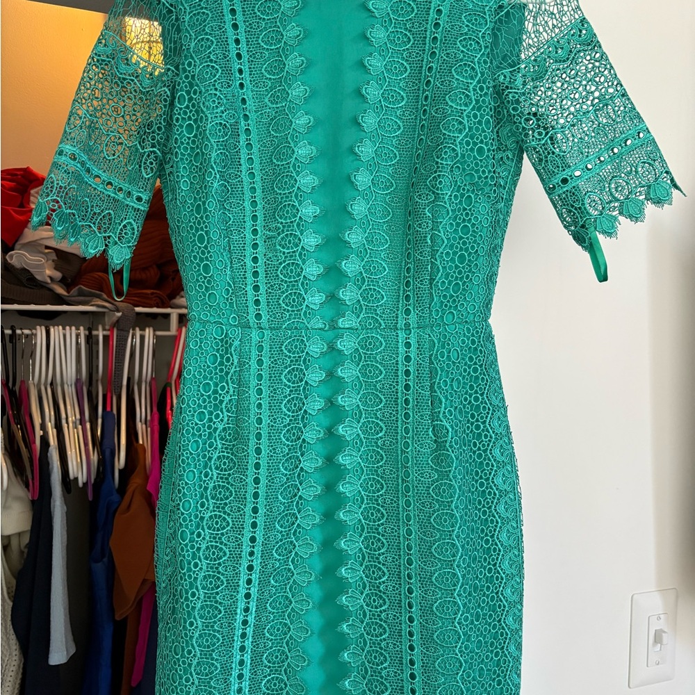 ANTONIO MELANI Teal Lace Long Sleeve Dress